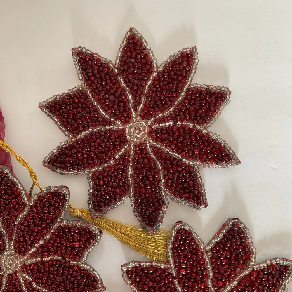 NWOT Red beaded poinsettia coasters